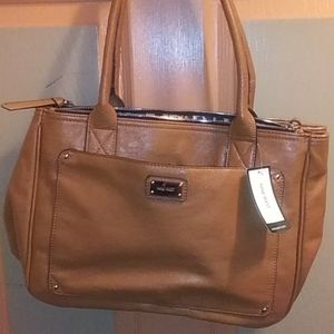 Nine West Cognac Satchel 10" high × 16" wide